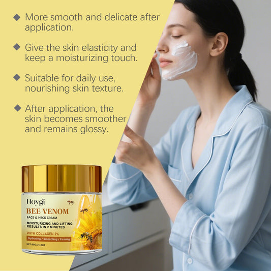 Bee Venom Moisturizing Cream – gently cares for delicate facial skin, leaving it smooth, elastic, tender, nourished and moisturized.